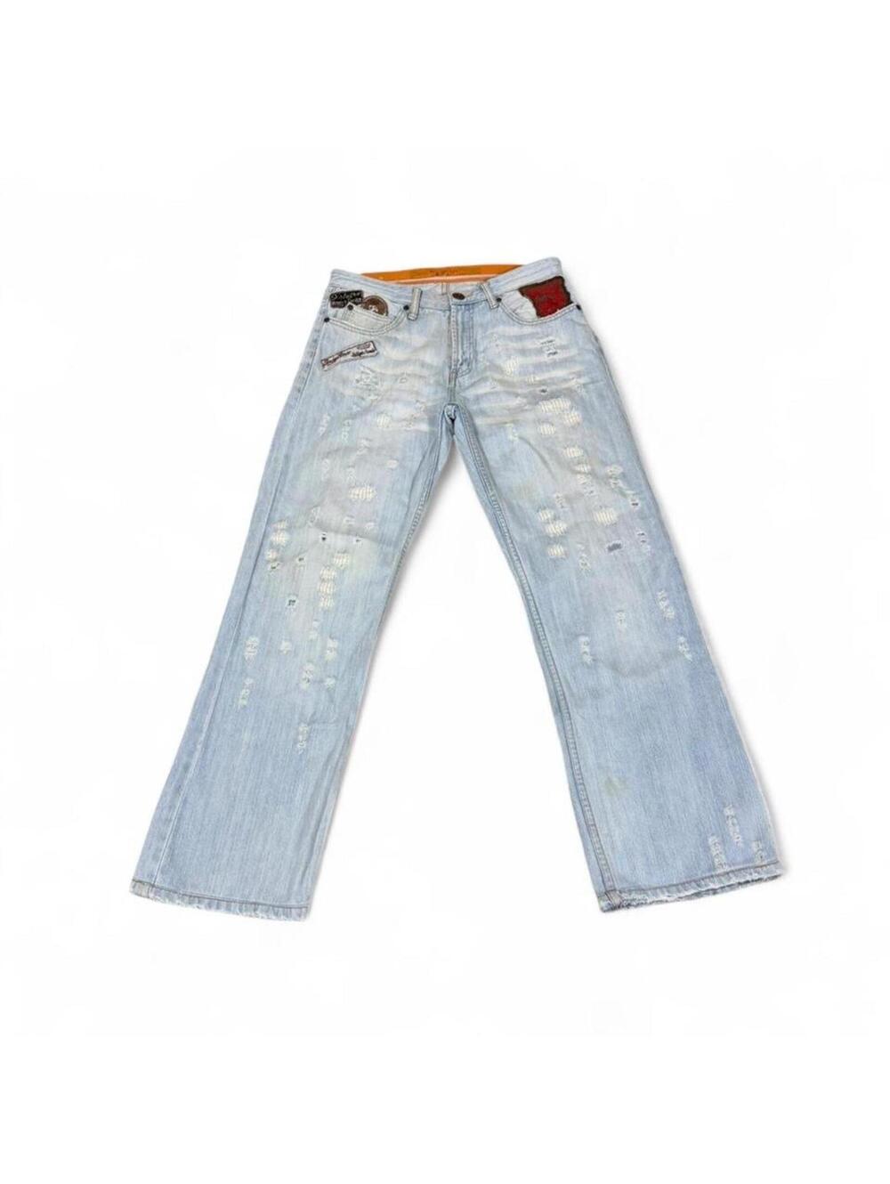 Replay Light wash denim jeans with patches and ripped look - Picture 3 of 8
